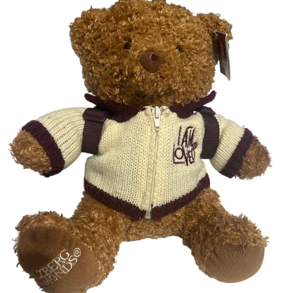 Helzberg Diamonds-2005-I Am Loved Teddy Bear w/Sweater & Back Pack-EarTag-12"New